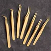 1PC Tweezers For Eyelash Extension Gold Straight Stainless Steel Fake Lash Nail Art Hair Clip Plier False Eyelashes Beauty Tools 1