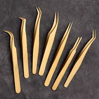 1PC Tweezers For Eyelash Extension Gold Straight Stainless Steel Fake Lash Nail Art Hair Clip Plier False Eyelashes Beauty Tools 1