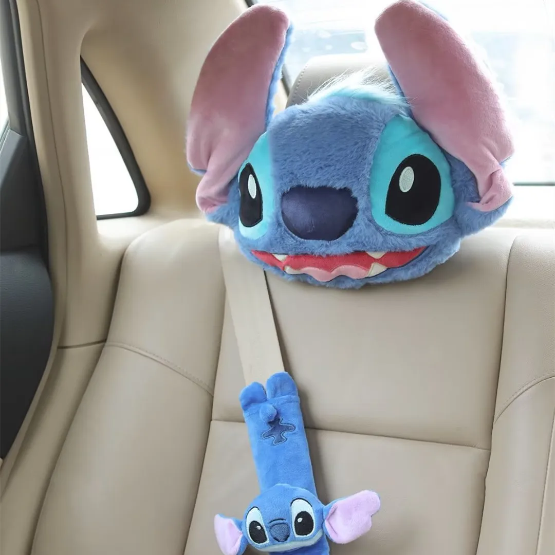 Disney Anime Lilo & Stitch Plüsch Spielzeug Stich Nette Kopfstütze Plüsch  Auto Hals Kissen Sitz Gürtel Abdeckung Kreative Plüsch Auto zubehör -  AliExpress