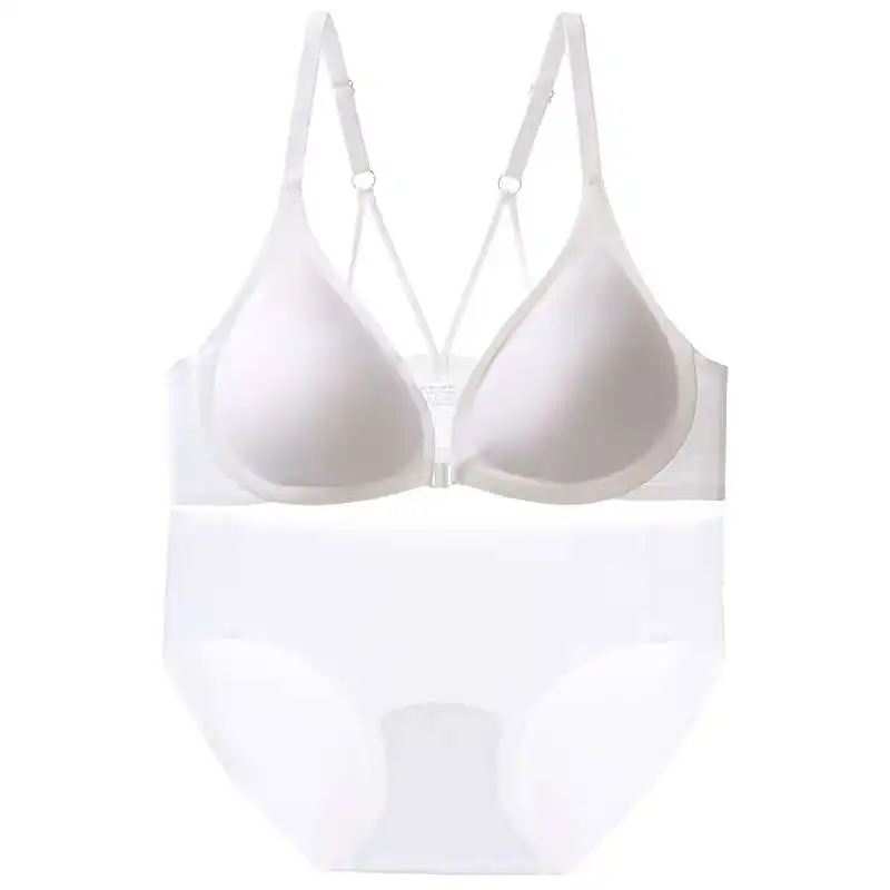 sexy bra set U-shaped front buckle open back beautiful back underwear women's thin section small breasts gather on the support without steel cute underwear sets Bra & Brief Sets