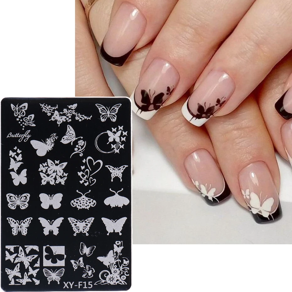 5pcs/set Flower Leaves Nail Stamping Plates Leaf Floral Butterfly Line Spring Printing Stencil Nail Stamp Templates Nails Tool 4