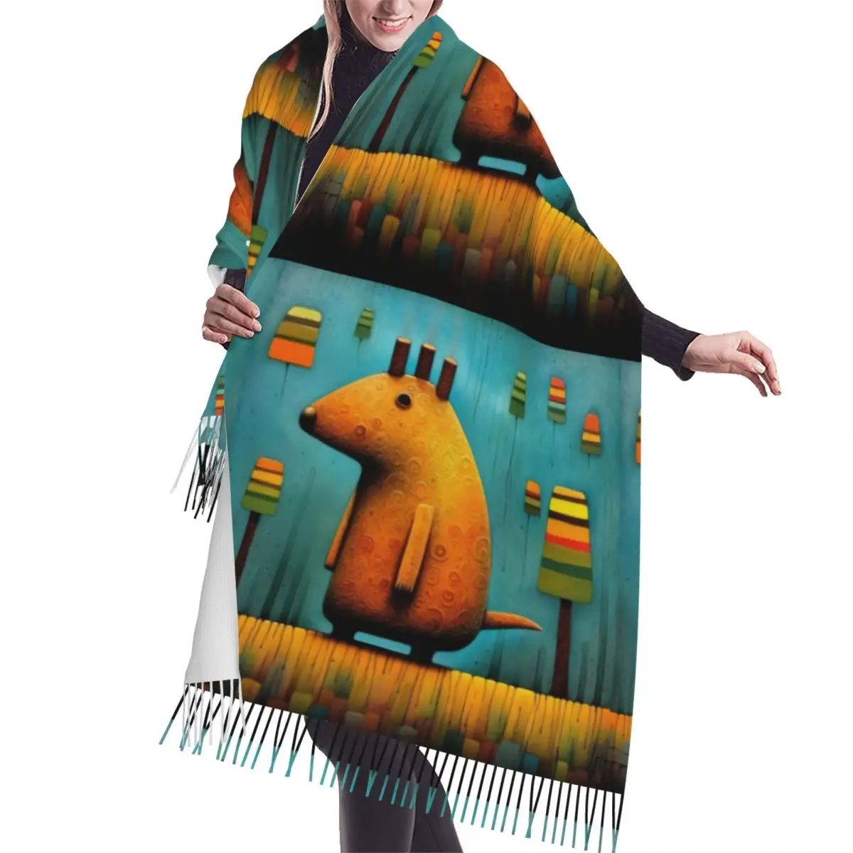 

Custom Print Capybara Cubism Art Abstract Geometric Funny Doodle Scarf Men Women Winter Warm Scarves Versatile Female Shawl Wrap