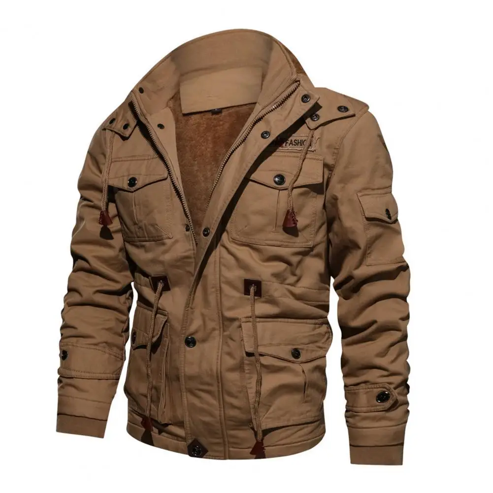 Winter Jackets Men's Hooded Plush Coat Thickened Plush Inner Oversize Tactical Cotton Coats Keep Warm Work Jacket Male Clothing