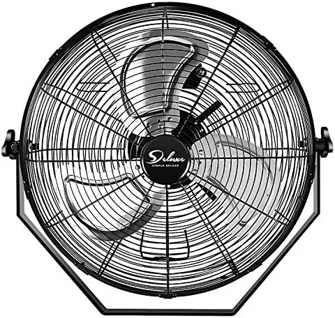 18 Inch Industrial Wall Mount 3 Speed Commercial Ventilation Metal Fan for Warehouse, Greenhouse, Workshop, Patio, Factory and B