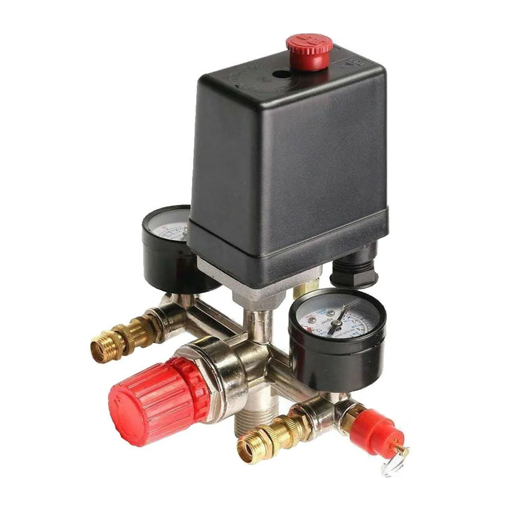 90-120psi Pressure Switch Control Valve Automatic Energy Saving Air Compressor Manifold Regulator Gauge