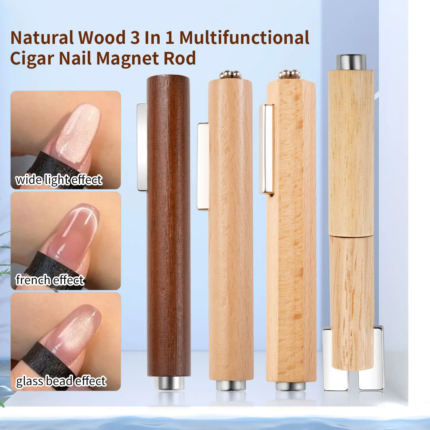 Magnetic Nail Art Tools 1pc Nail Art Magnetic Stick Cat Eye Magnetic Rod Wooden Handle Cylindrical UV Gel Magnet Double End Design
