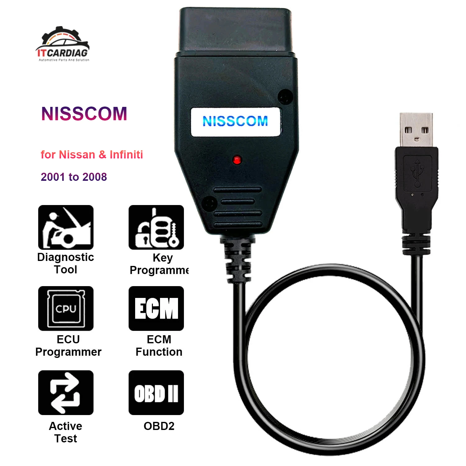 

ITCARDIAG NISSCOM for Nissan & Infiniti 2001 to 2008 OBD2 Diagnostic Tool Code Scanner Support ECM ABS Program Immobiliser Key