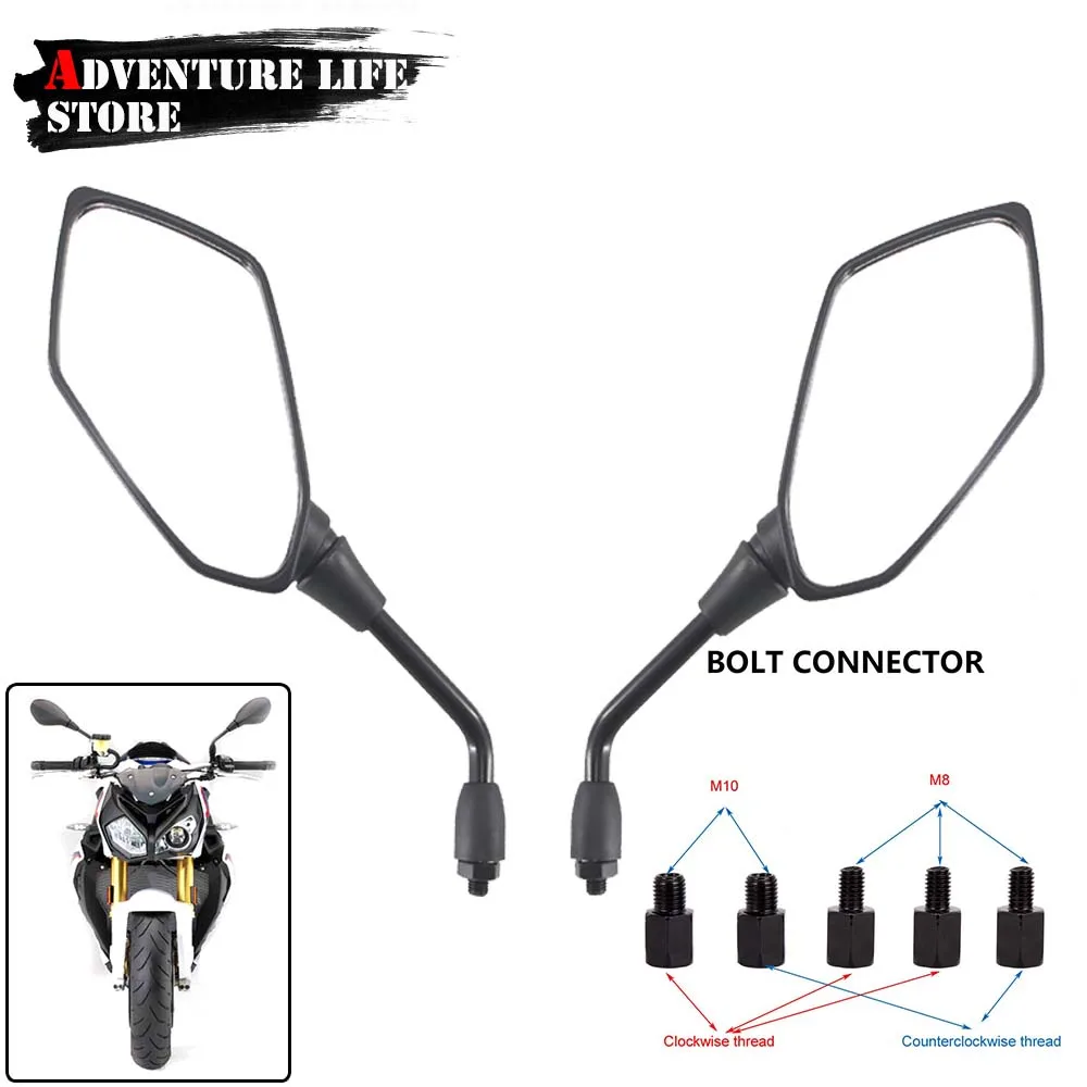 

For Kawasaki Z900RS For NINJA Z750 Z800 Z900 Z1000 Motorcycle Rearview Mirrors Side Mirror Clamp 10mm For Yamaha MT-09 MT-07 125
