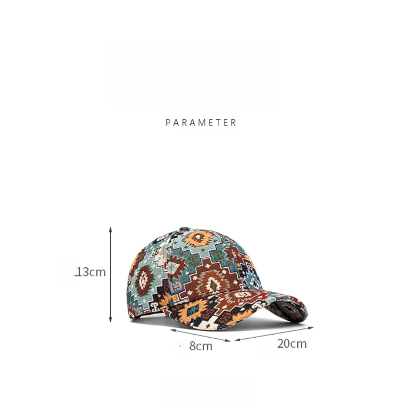 Women's Baseball Cap Year-Round Printed Design with Jacquard Craft Colorful Patterns Cotton-Polyester Blend Adjustable Size
