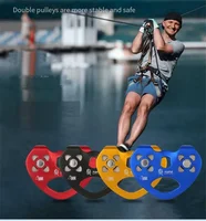 Biaxial Double Shafe Load Bearing Double Aluminum Shell Stainless Steel Pulley Crossing RopeTransport Lifting Wheel 1