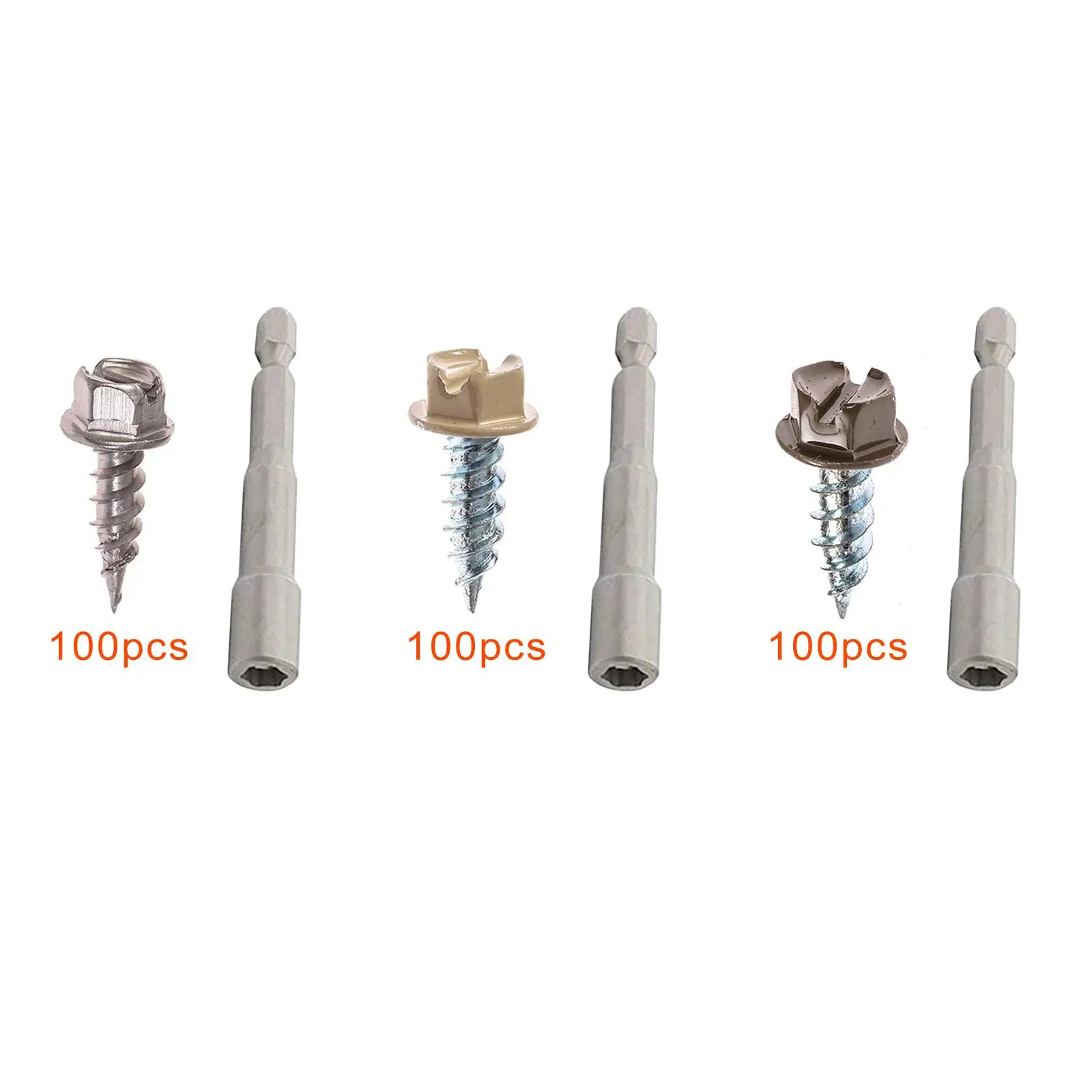 

100Pcs Self Tapping Sheet Metal Screws Fastener Repair Tools Hex Washer Head Sheet Metal Screws for Track Rail Wood Fastened