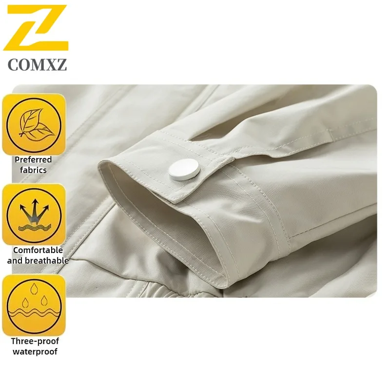 COMXZ 2025 Autumn New Jacket Men Color Block Shirt Collar American Coat Youth Hong Kong Style Casual Trend Lapel Workwear Jacket