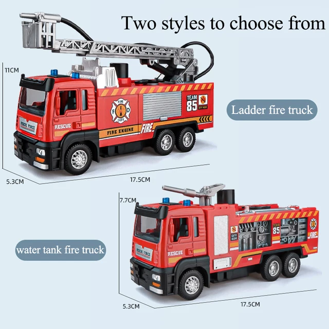 1:50 Fire Truck Alloy Diecast Simulation Sprinkler Toy with Light Music Water Spray Rescue Car Children's Toy Firefighter Truck 2