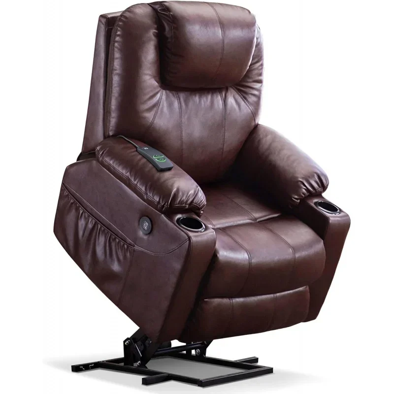 

MCombo Electric Power Lift Recliner Chair Sofa with Massage and Heat for Elderly, 3 Positions, 2 Side Pockets, and Cup Holders,