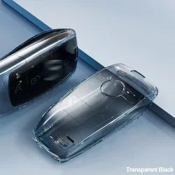 Transparent TPU Car Key Case Cover for Mercedes Benz Key Shell Protector (Transparent Black)