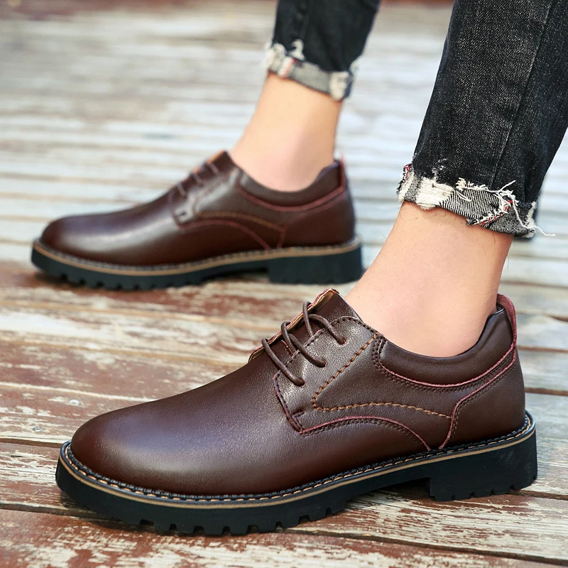

men oxfords shoes Spring Autumn Male Footwear Sneakers Shoes Men genuine Leather Casual Lace-up Walking Luxe Shoes Tooling Shoes