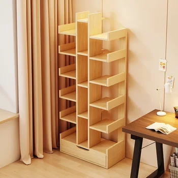 Living Room Bookshelf Solid Wood Cabinet Office Simple Of Modern Book Shelf Multi-Level Floor Standing Storage Rack Bookshelves 1
