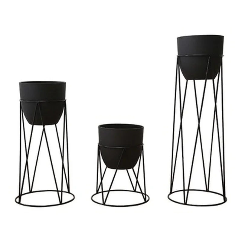 Scandinavian Metal Art Plant Holder Sleek Minimalist Design Light Luxury Greenery Stand for Balcony and Living Space