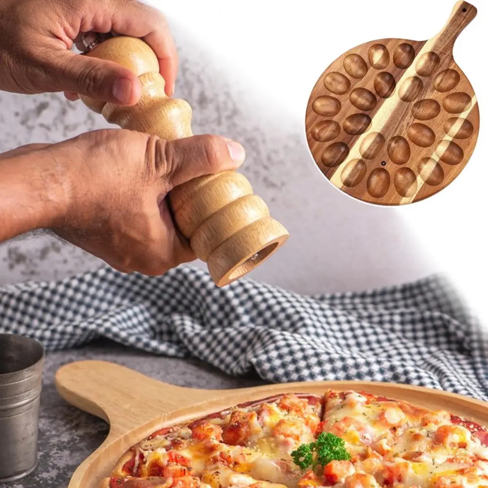 Egg Storage Plate Wooden Egg Tray with Handle Wooden Easter Deviled Egg Platter with Handle Round Charcuterie Serving for 24 6