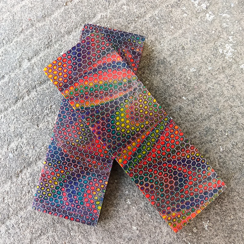 2pieces Mixed Color C-Tek Honeycomb Resin Material for DIY Knife Handle Making Material Plate Resin Compound Material 120x40x8mm