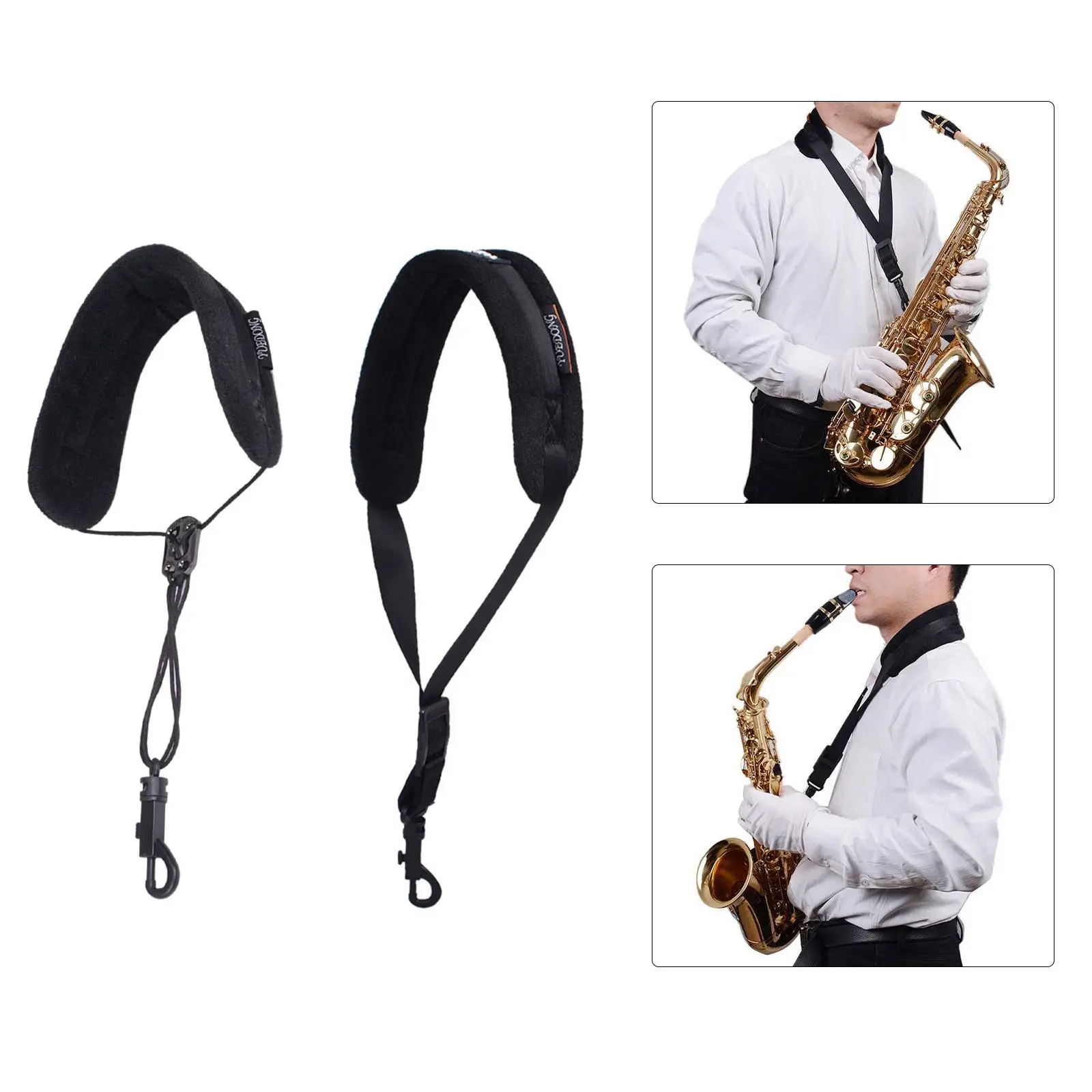 Soft Saxophone Neck Strap with Metal Snap Adjustable Length Clarinet Neck Strap