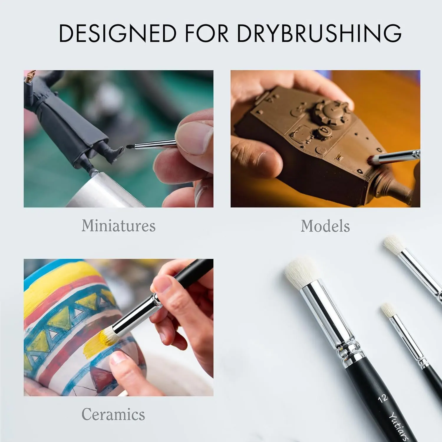 Paint Brush Set, Fine Detail Wood Handle Brushes for Miniature Art Painting, Acrylic, Watercolor - Micro Detailing & Drybrush 5