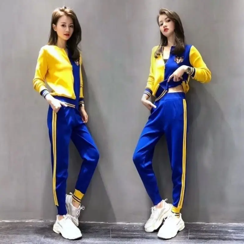 Women's Clothes Spring and Autumn Fashion Sweater Knitted Casual Sports Suit Fashionable Slim Two-Piece Pants Sets