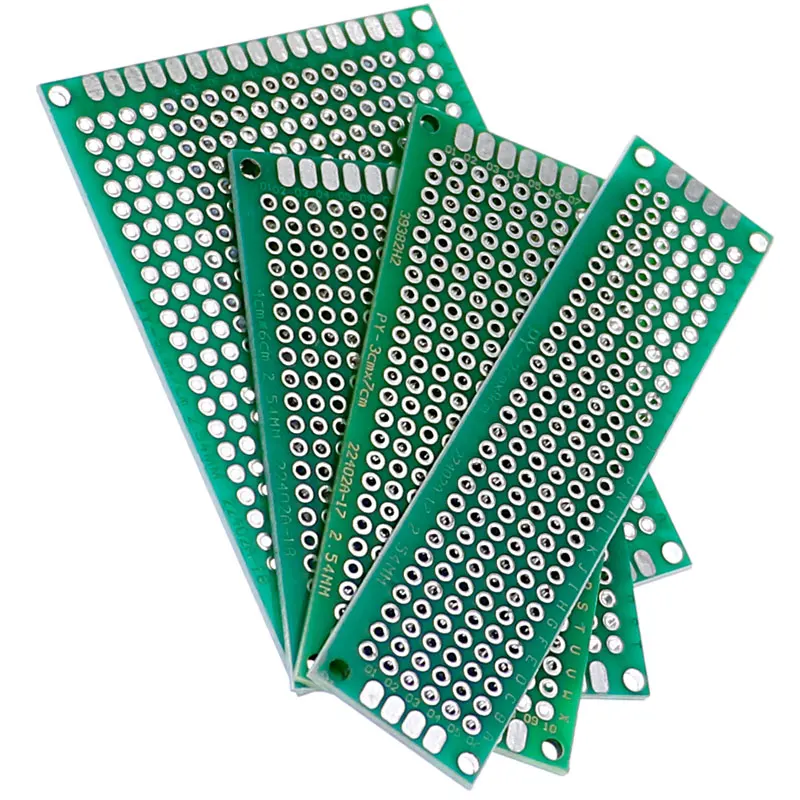 게임용마더보드 20개 세트 PCB 프로토 타입 보드, 회로 프로토 보드, 범용 스트립 보드, 프로토 타이핑 Veroboard 2×8, 3×7, 4×6, 5×7, 5개 세트, 각각 믹스 녹색