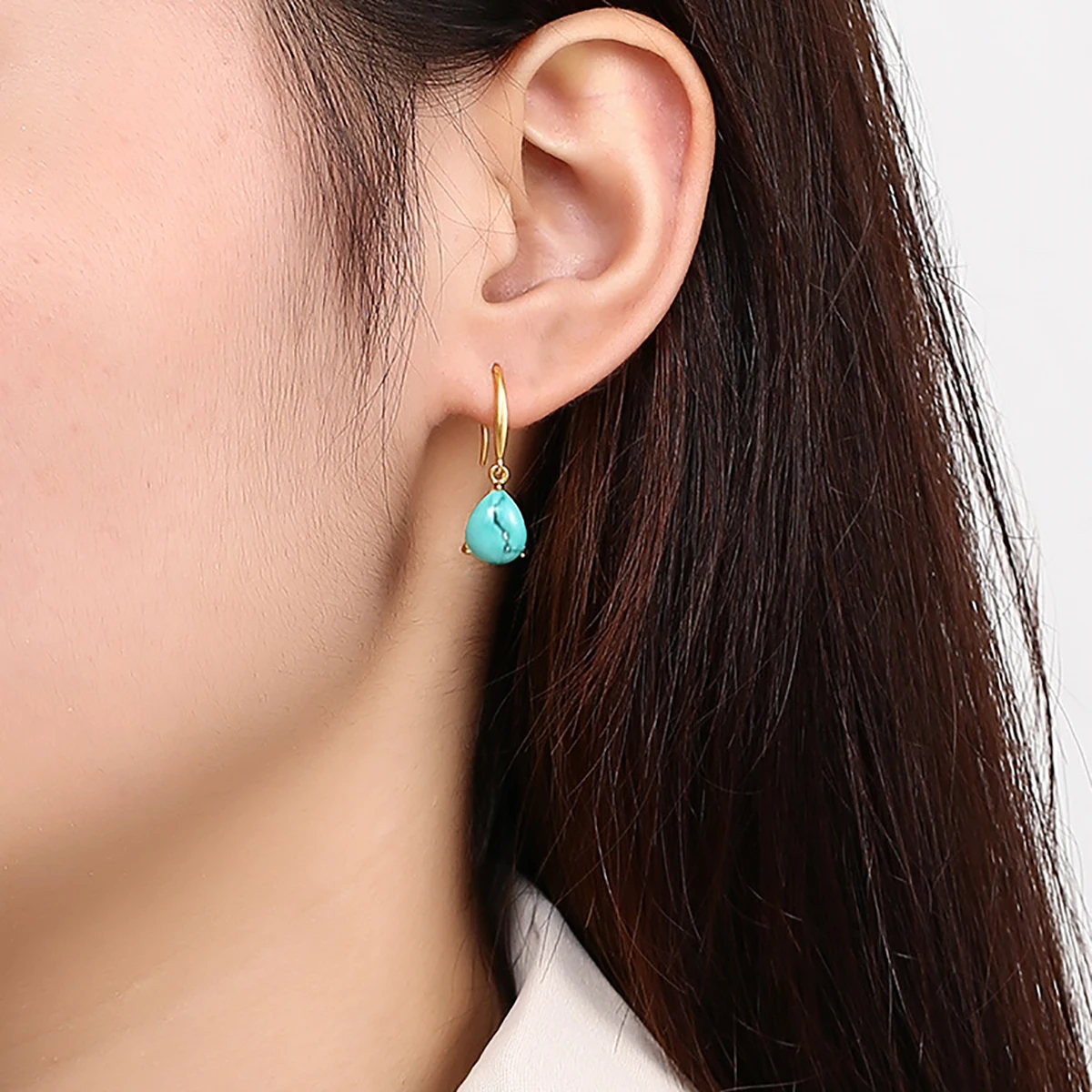 S925 Silver Blank Dangle Earring Bezel Tray Droplet Shape Settings 6X8/7X9/8X10mm Cabochon Earring Base DIY Jewelry Finding