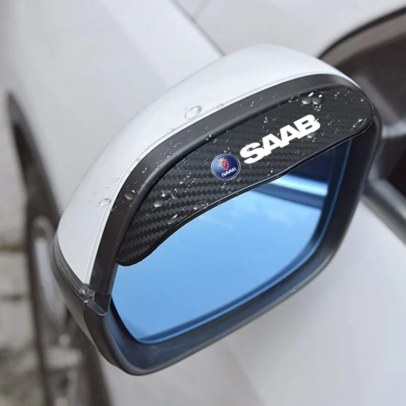 2pcs Car Rear View Mirror Rain Eyebrow Visor Carbon Fiber Rain Cover for SAAB 9-3 93 9-5 9 3 9000 9 5 Auto Accessories