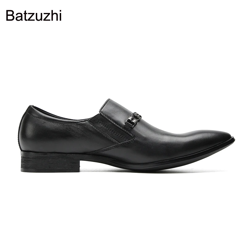 Batzuzhi New Fashion Men's Shoes Slip on Formal Business Leather Dress Shoes Men Pointed Toe Flats Black Leather Shoes Male!