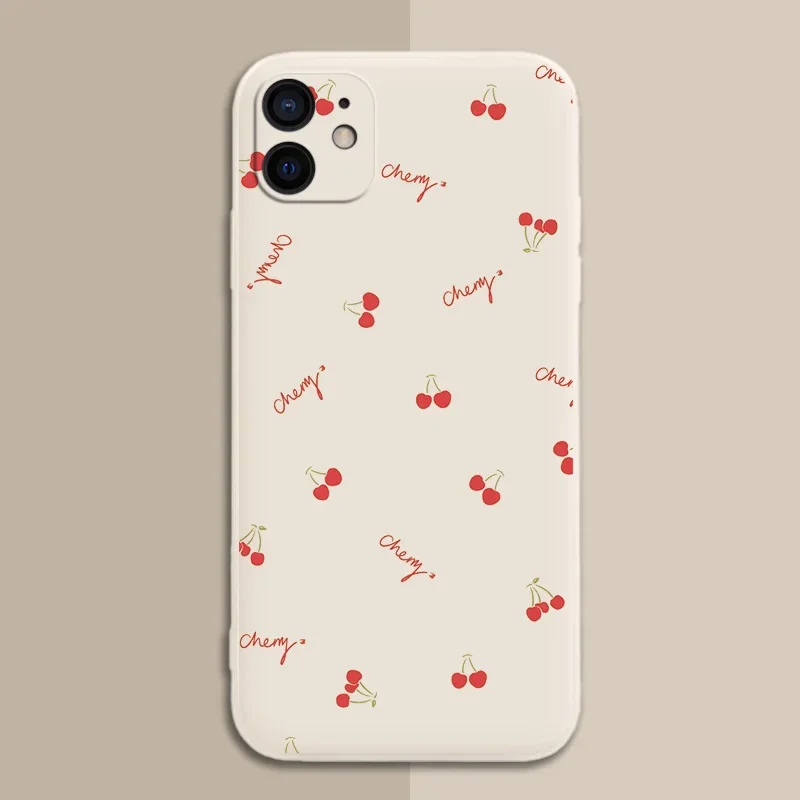 Cherry Silicone Matte Soft Back Phone Case - Stylish and Durable Cover