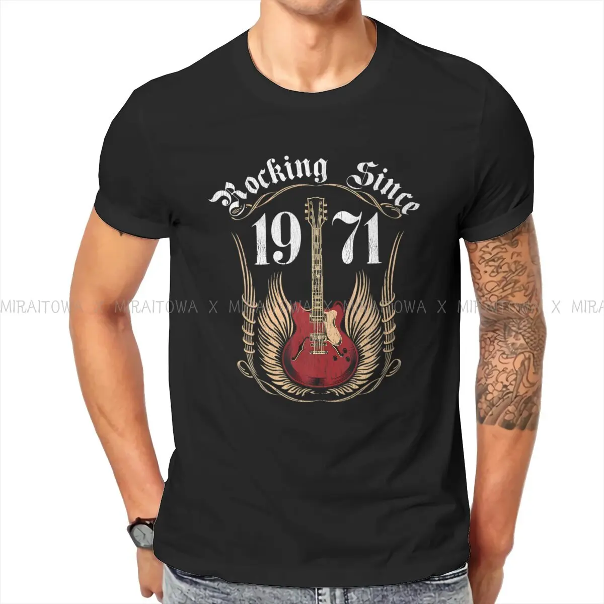 

Rocking Since 1971 Birthday TShirt For Male Guitar Rock Clothing Style T Shirt Comfortable Print Fluffy Creative Gift