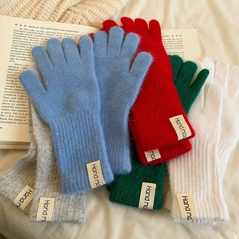 Full Finger Women Winter Warm Gloves Elasticity Protection From Cold Warm Riding Gloves Candy Colors Windproof
