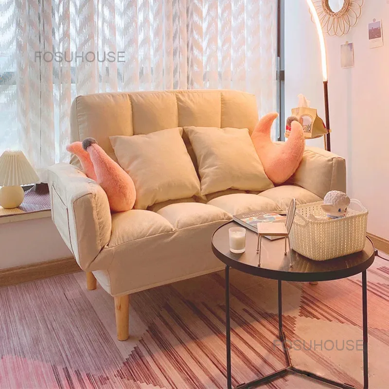 Small Family Living Room Sofas Single Lazy Sofa Bedroom Armchair Home Furniture Apartment Rental House Simple Mini Sofa Bed U