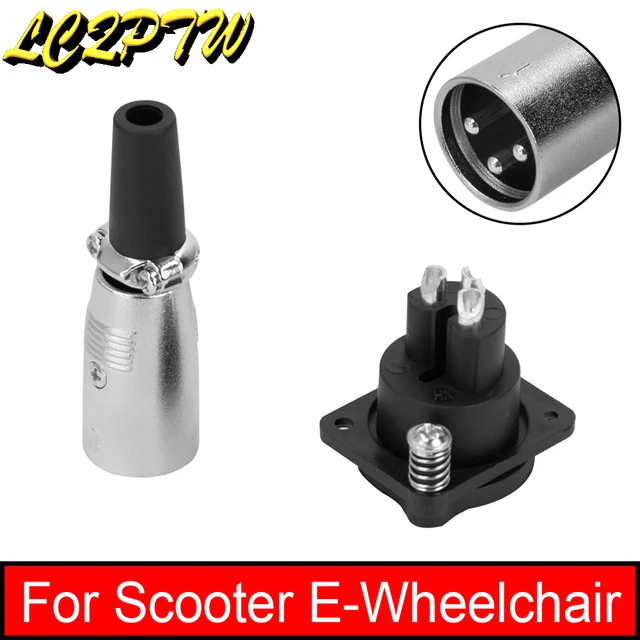 Port de chargeur de batterie 3 broches connecteur en ligne Jack prise pour  Scooter e-fauteuil