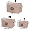 1pc Foldable Storage Baskets Cute Claw Pattern Fabric Organizer Collection Bin Box with Durable Handles For Pet Dog Cat Toys 3