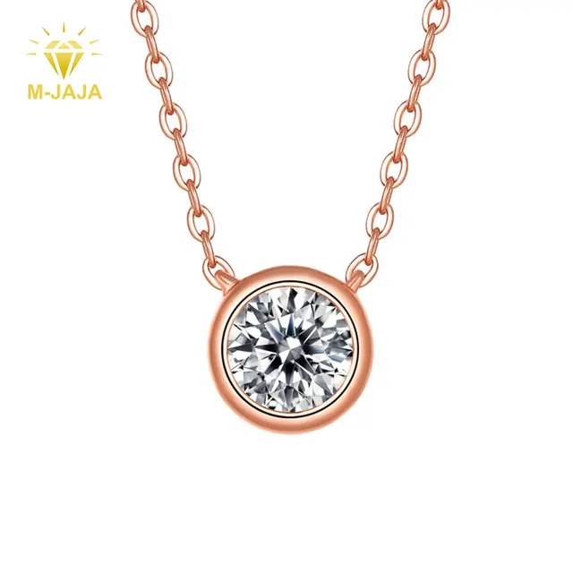 M-JAJA 1ct lunette Moissanite pendentif collier diamant collier pour femmes 18K plaqué or Rose S925 argent clavicule chaîne bijoux 1