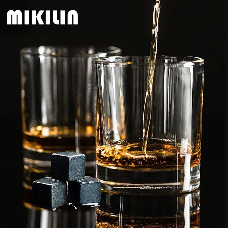 6Pcs Whiskey Stones Ice Cubes Set Wine Beer Cooler Reusable Natural Granite Whisky Chilling Rock Wedding Gift Bar Accessories ice cubes whiskey stones