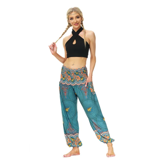 Women's Printed Wear Casual Bloomers Breathable Sports Dance Pants gym accessories women  yoga leggings high waist YCI214