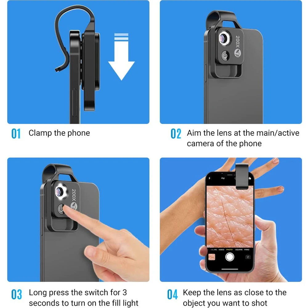 200X Phone Microscope with CPL Lens/LED Light/Universal Clip for iPhone/Andriod Phone To Enjoy Microworld for Kids and Adults 18