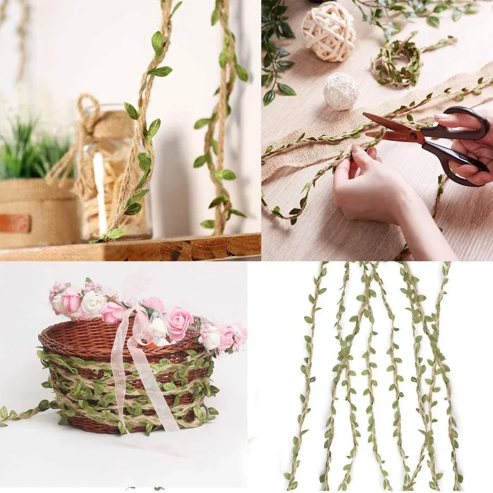 5M Artificial Vine Natural Hemp Rope Jute Burlap Twine Hemp Ribbon Macrame Wall Wedding Home Garden Decor Party Supplies jute rope