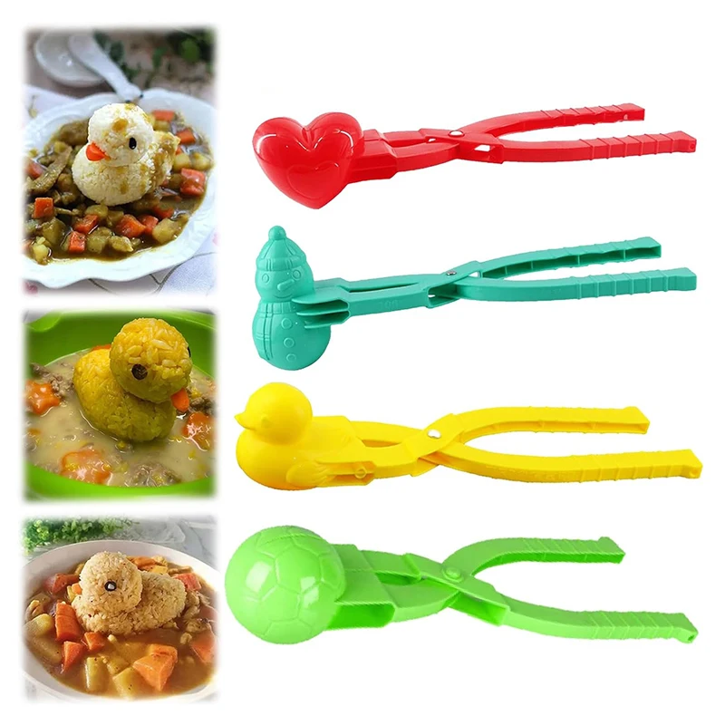 1pcs Snowballer Clamp Duck Shaped Rice Mold Clip Kid Outdoor Beach Tool Tongs DIY Snowball Maker Plastic Sushi Mould With Handle 2