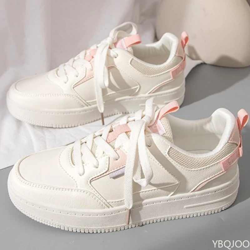 Ladies thick soled white Shoes Summer new fashion Sneakers Trendy lace up casual shoes Comfort breathable women's board shoe