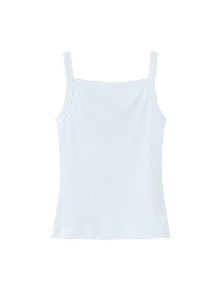 TFMLN 2025 Women Sling Tops Casual Camis Sleeveless Tank Top Cute Casual Square Collar Tops Solid Color Women Fashion Strap Tops