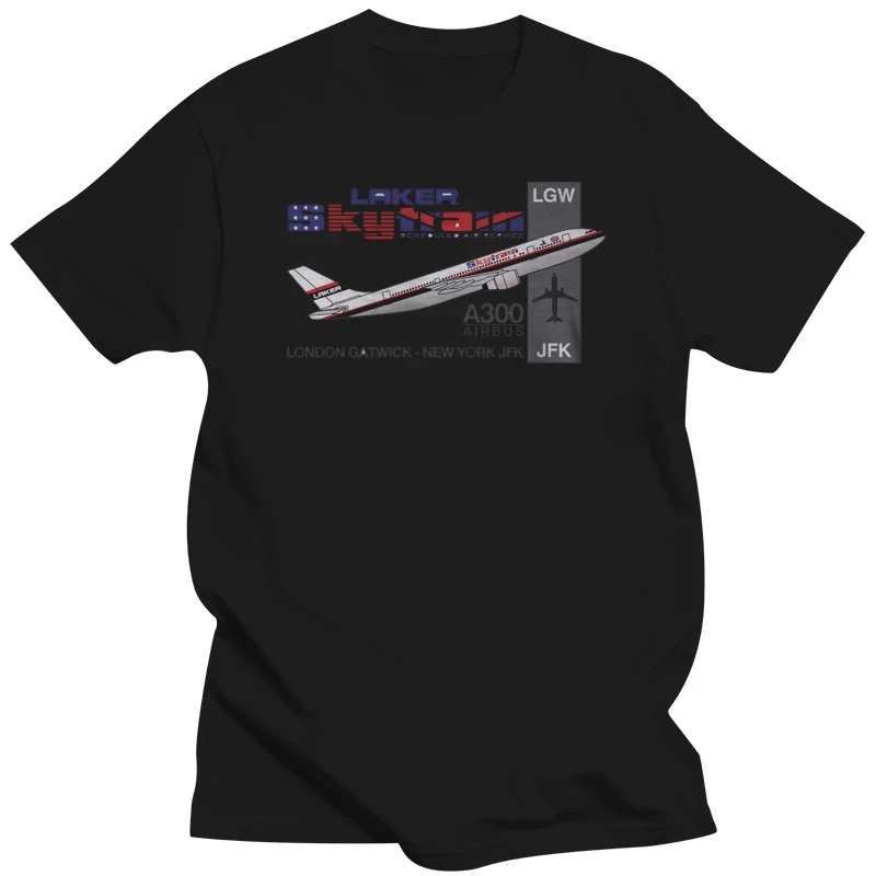 2019 New Fashion Brand T Shirt Fashion Retro Flight - Laker Airbus A300 London - New York Design T Shirt Making Tee Shirts