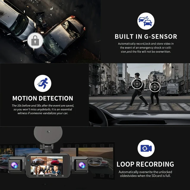 4Lens 360° Dash cam Voice 1080P Video Recorder Car DVR Recording camera Front left right Rear View Auto 4ch dashcam 24H Parking 6