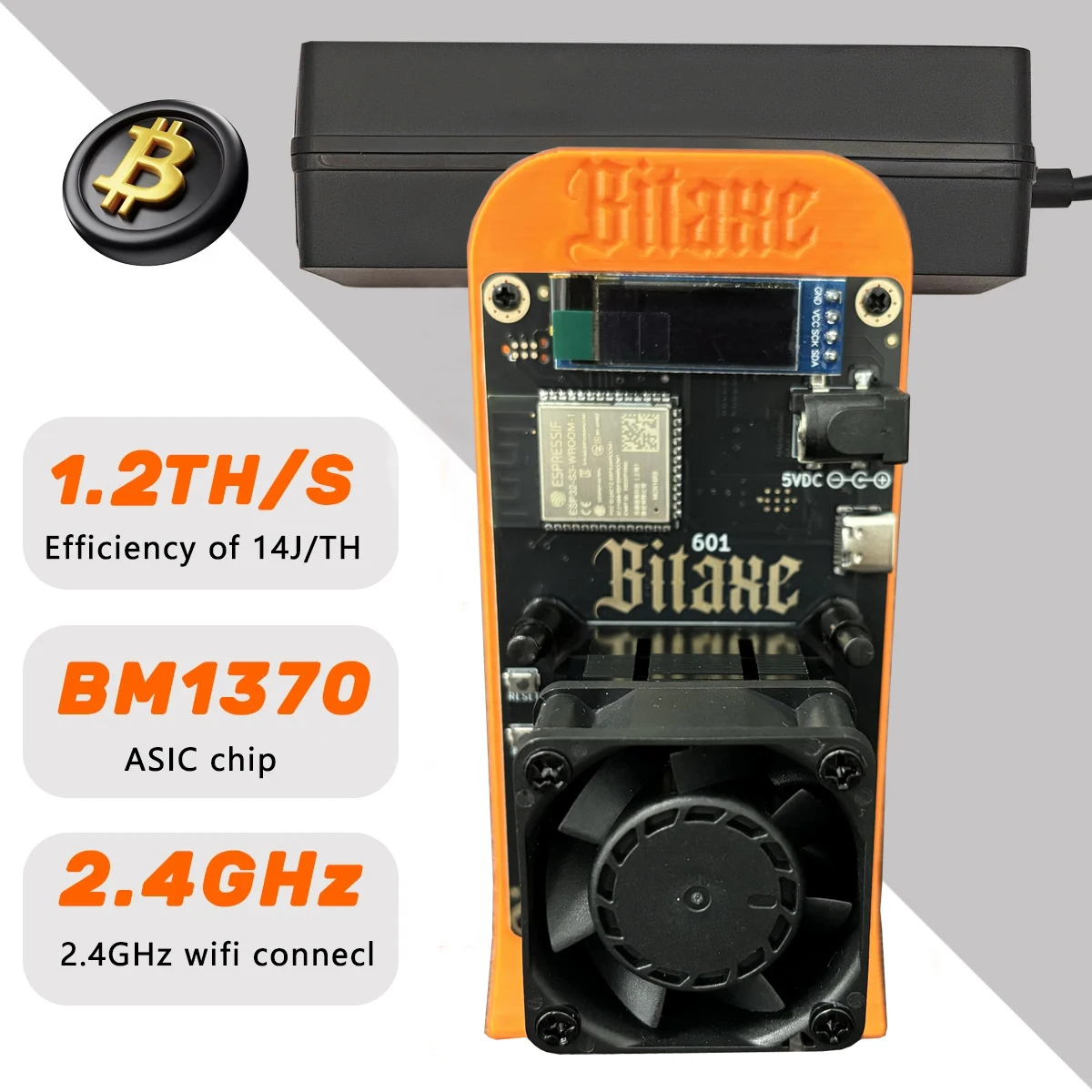 Bitaxe Gamma 601 Bitcoins Miner BM1370 puce Asic 1.2TH/s Solo Miner 18 W/TH efficacité énergétique 2.4G WiFi usage domestique BTC Miner