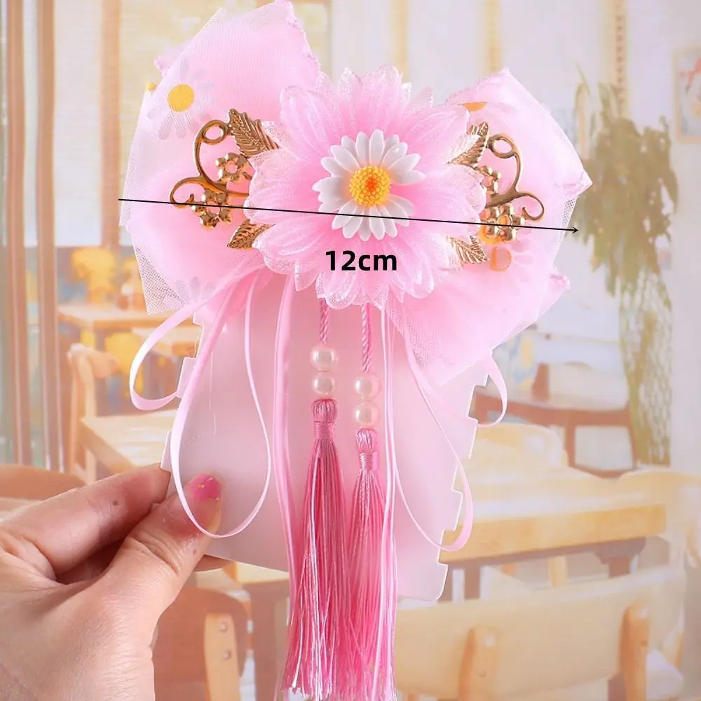 1pc New Children Practical Hair Clips Hair Accessories Mesh Flowers Bow Ribbon Hairpin