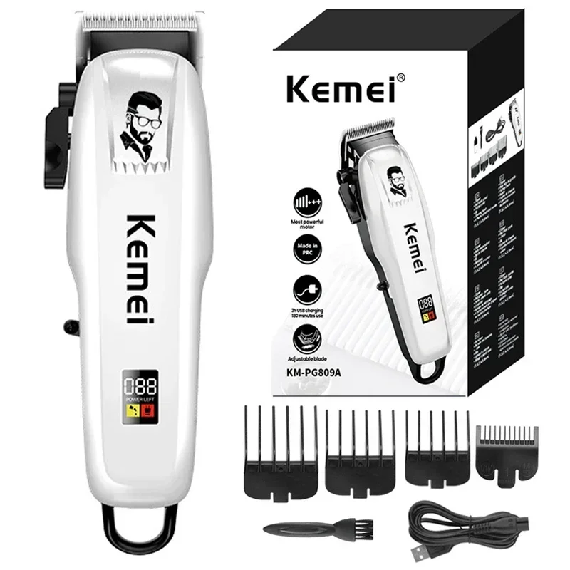 

Регулируемая мощная машинка для стрижки волос Kemei Pg809A, парикмахерский электрический триммер для волос для мужчин, Профессиональная Беспроводная Машинка для стрижки волос